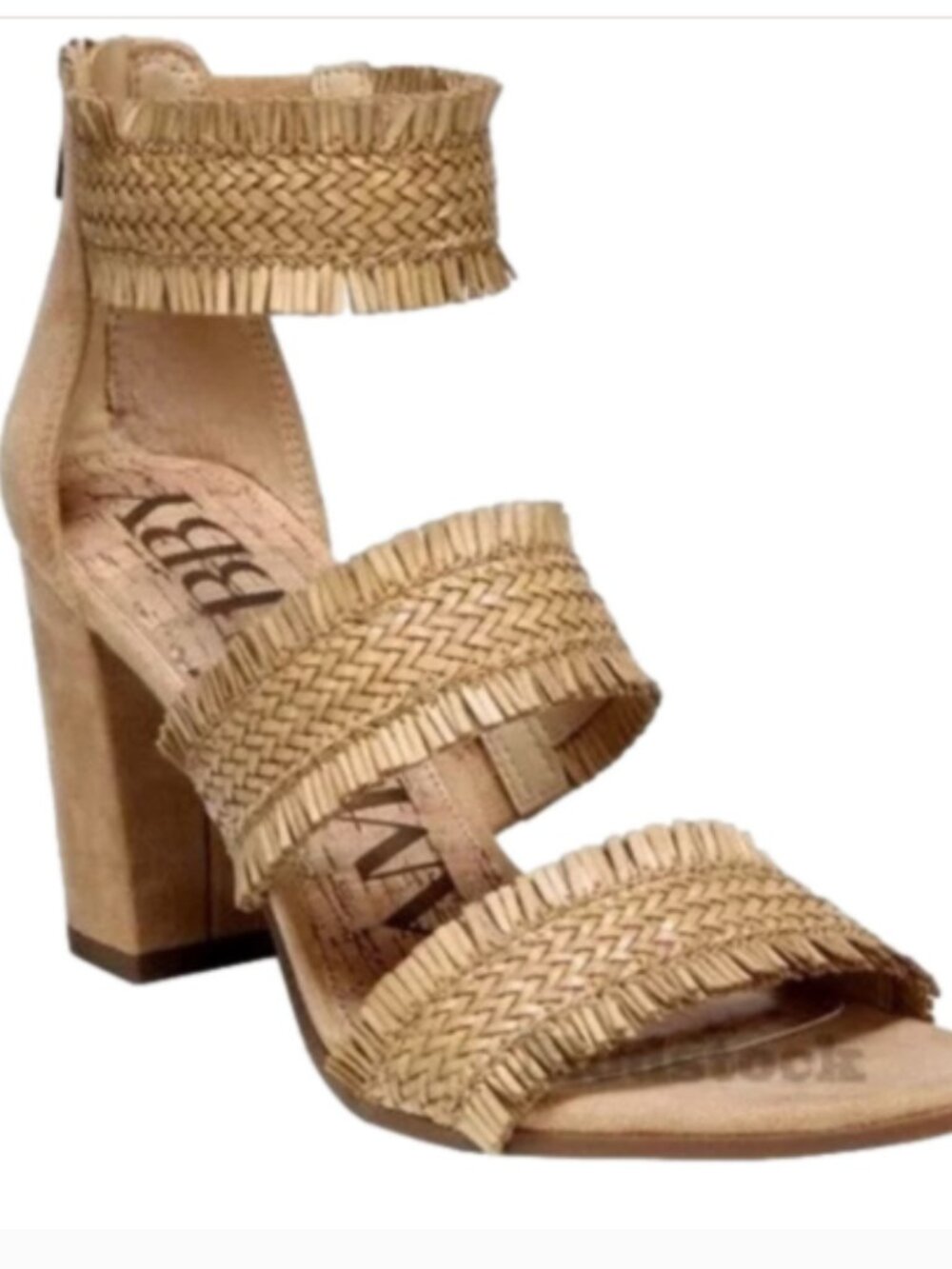 Sam & Libby Esther Straw High Heel Sandal Shoes, Tan/Brown - Size 7.5
